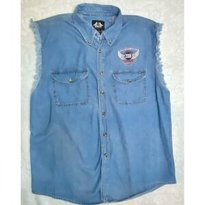 Sleeveless Biker Design Button Down XXL Denim Vest Shirt Daytona 2006 Motorcycle